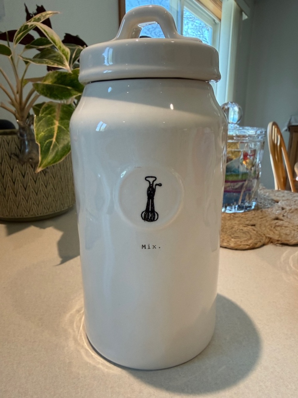 Rae Dunn Artisan Collection White Ceramic 'Mix.' Canister with Lid